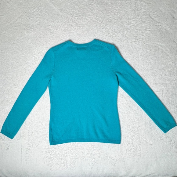 Lands' End 100% Cashmere Sweater Crewneck Teal/Turquoise Women's XS - Picture 3 of 10